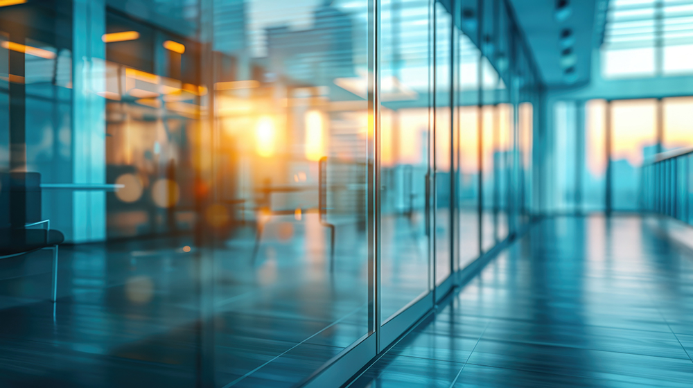 Reflection of sun on a building's glass